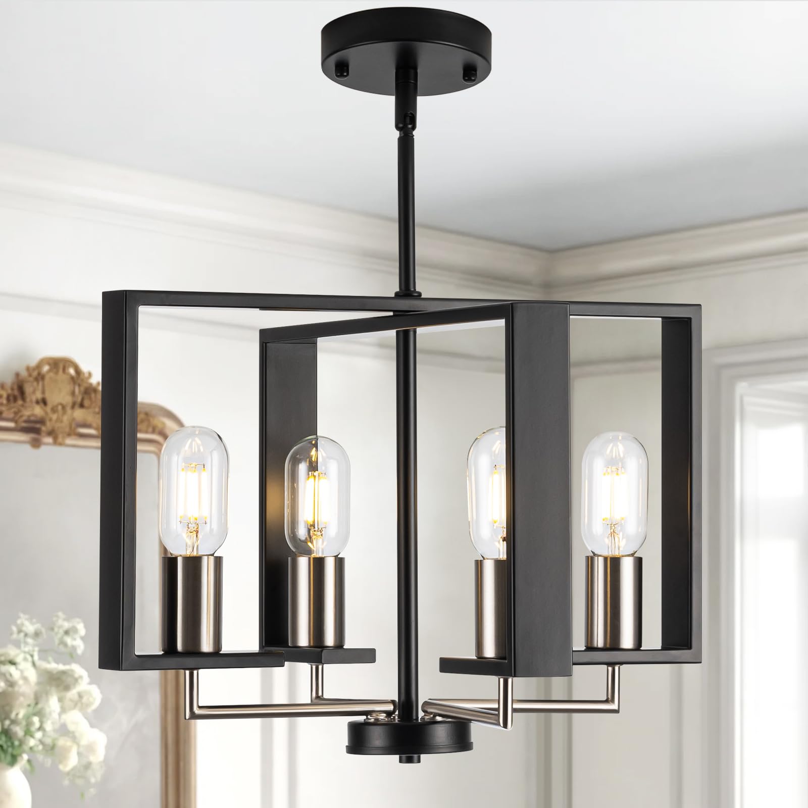Adjustable Farmhouse Black Chandelier — 16.14"
