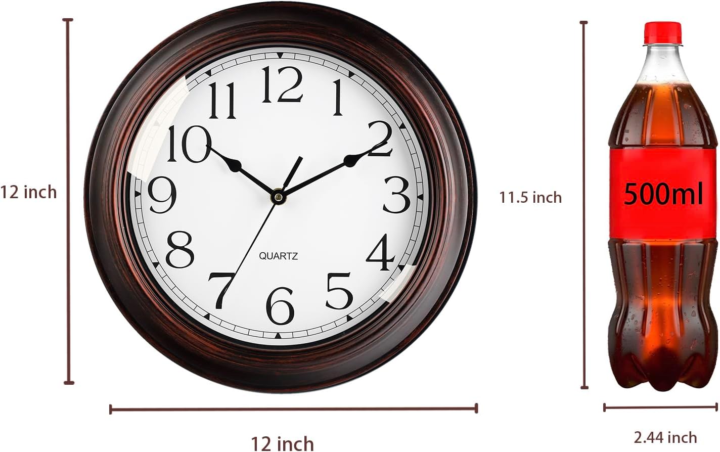 Battery Operated Farmhouse Gold Wall Clock — 12" - View 4
