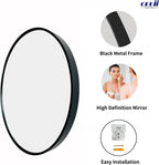 Round Farmhouse Black Wall Mirror — 24" - View 2