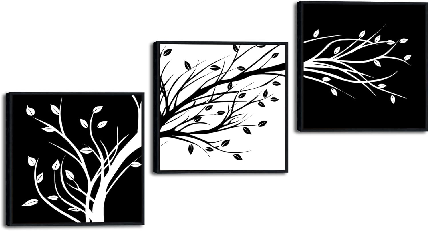 Framed Modern Metal Canvas Wall Art — 12" — Black Frame