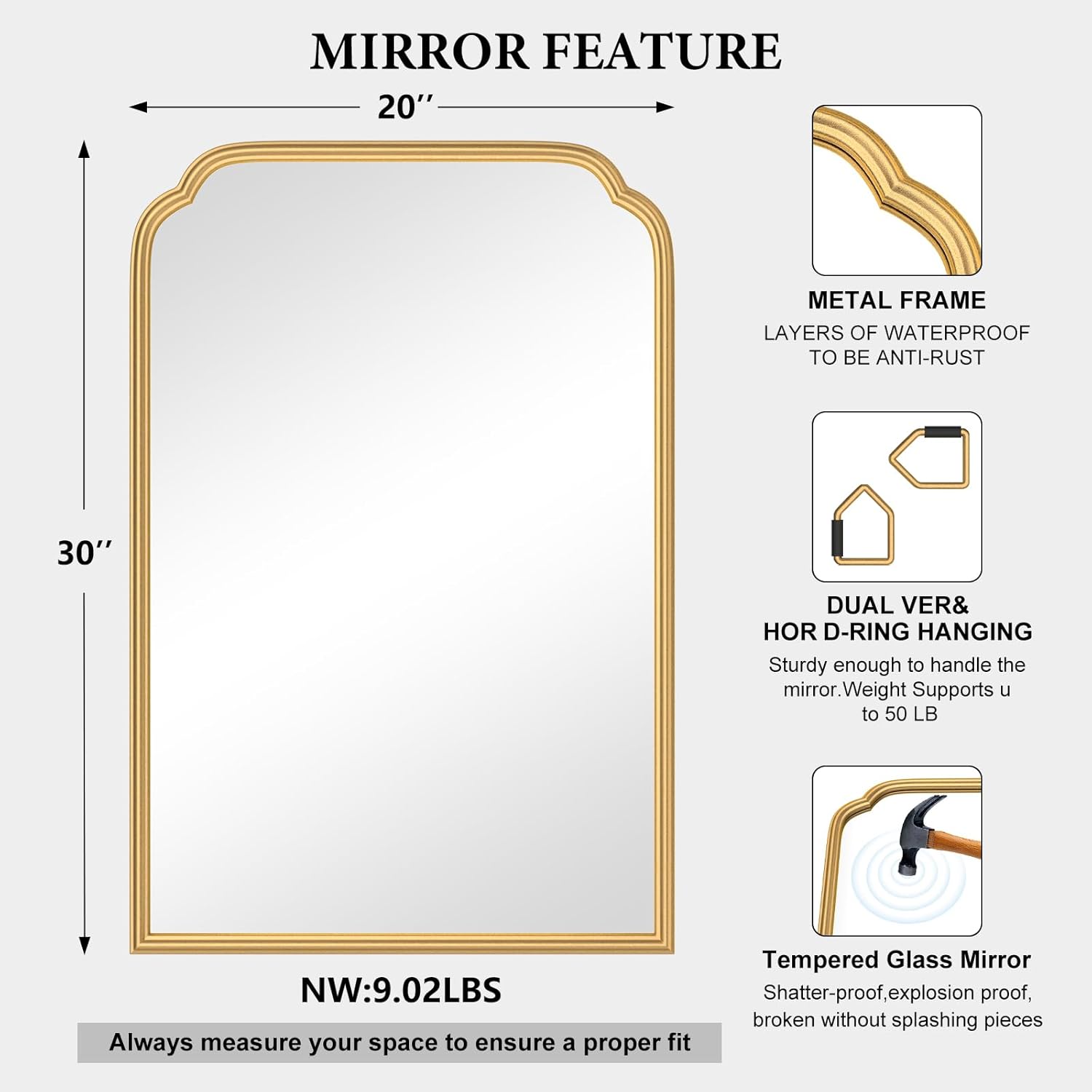 Framed Luxe Beige Vanity Mirror — 30" - View 5