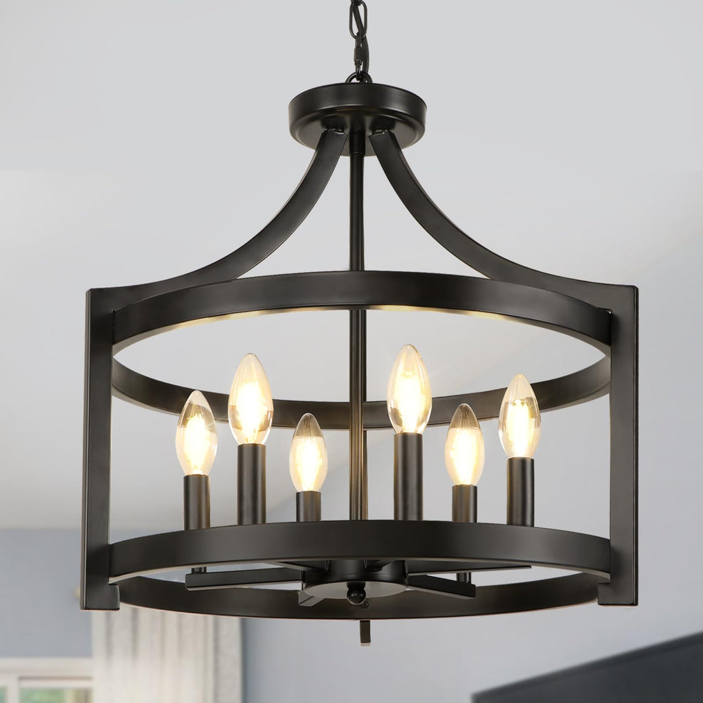 Convertible Farmhouse Black Chandelier — 6-Light