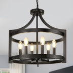 Convertible Farmhouse Black Chandelier — 6-Light