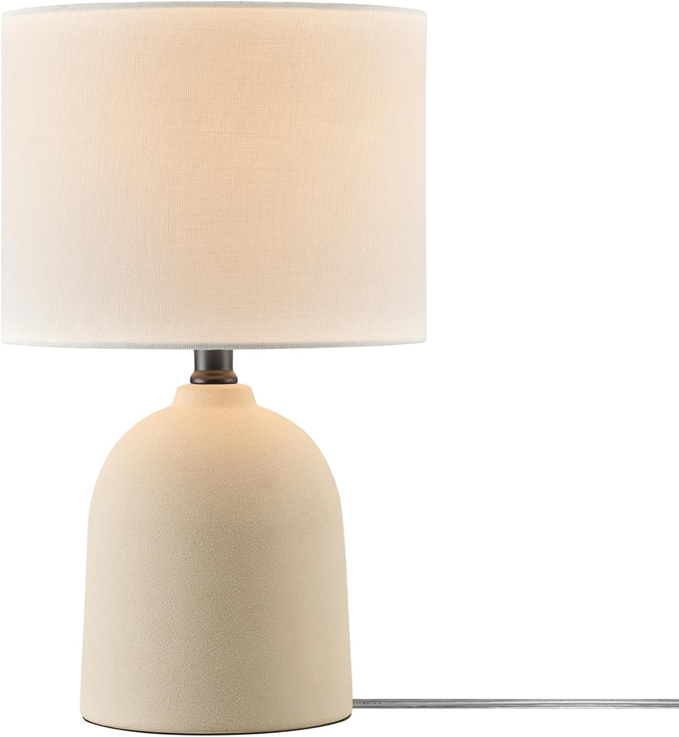 Linen Modern Beige Table Lamp — 15" — Light Concrete