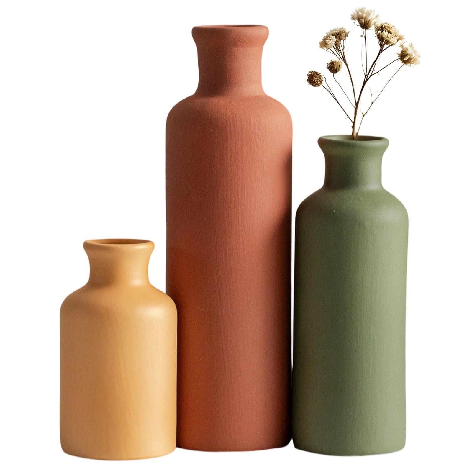 Farmhouse Beige Vase Set — Set of 3