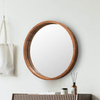 Framed Farmhouse Beige Wall Mirror — 30"