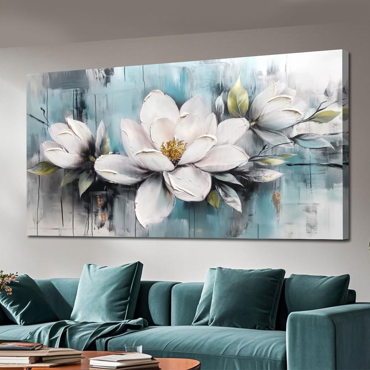 Framed Blue Canvas Wall Art — 48" — 58"L x 29"W