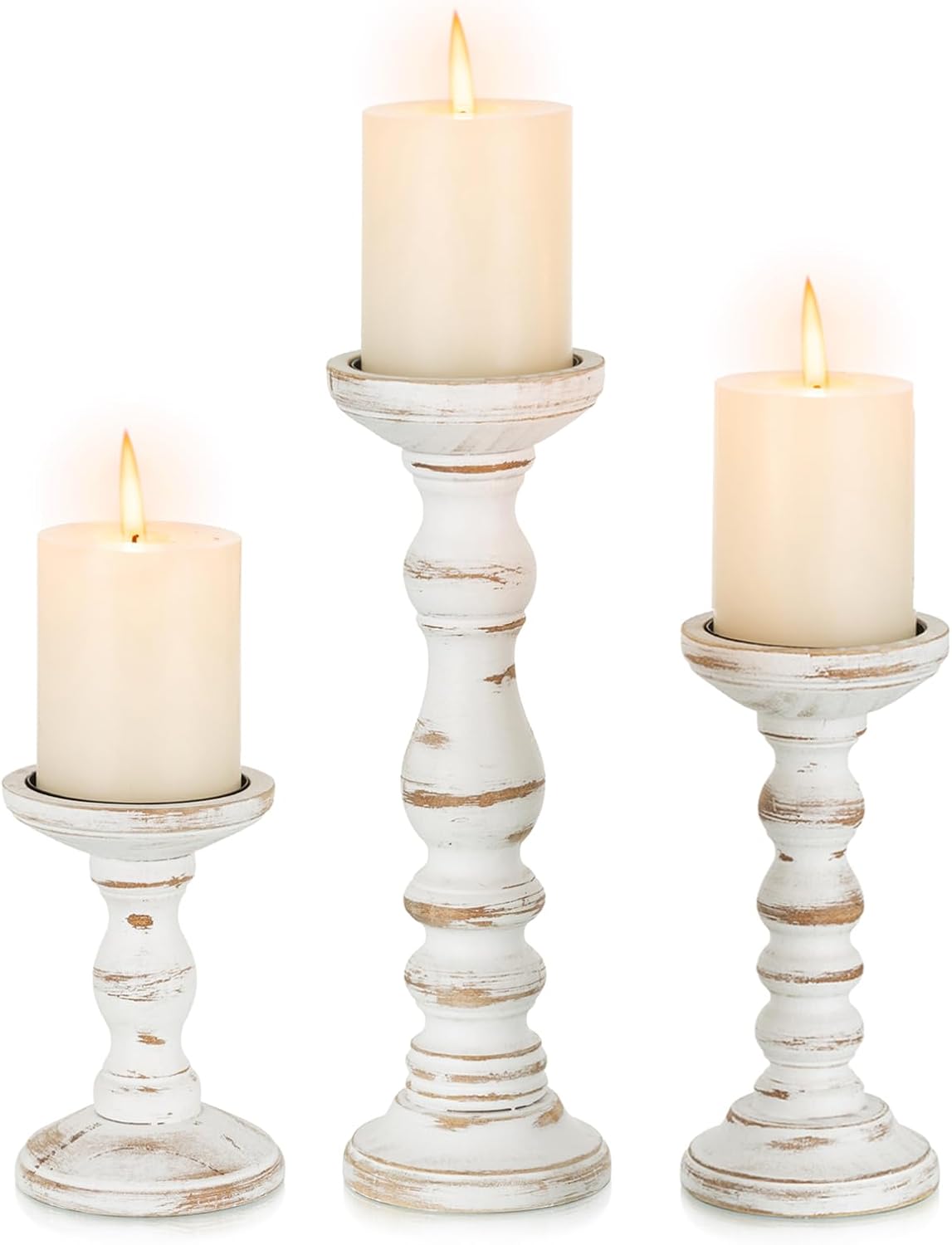 Farmhouse Brown Pillar Candle — 3.9" — Whitewash Brown