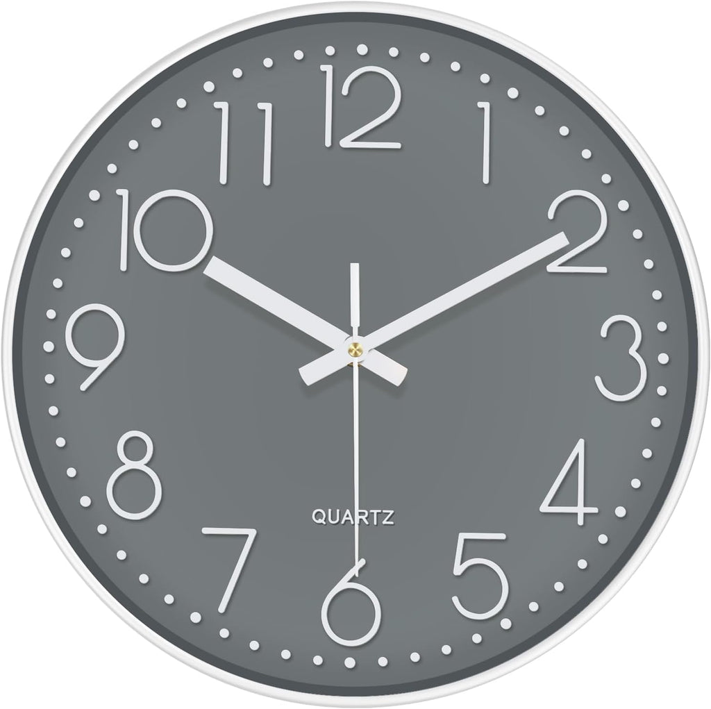 Battery Operated Modern Blue Wall Clock — 12" — Gray