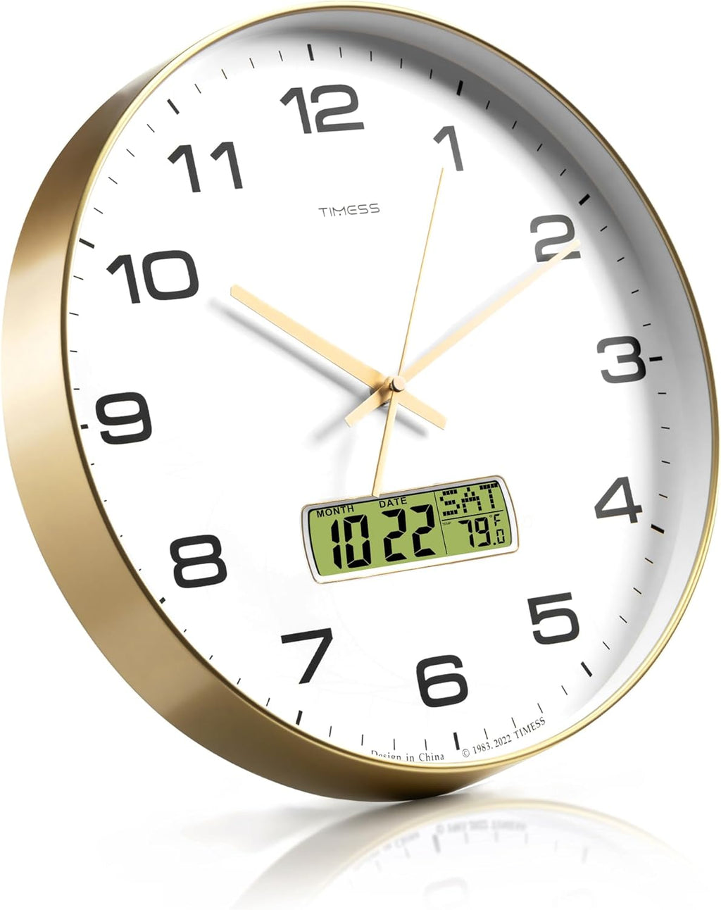 Battery Operated Luxe Black Wall Clock — 14" - View 2
