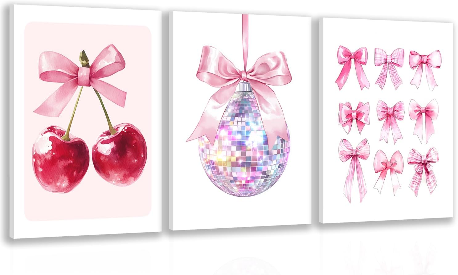 Framed Blue Wall Decor — 16" — Pink Bow