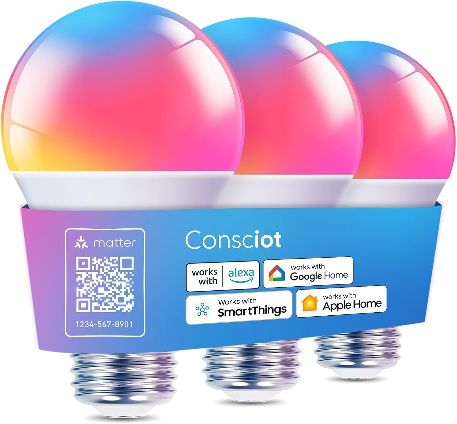 WiFi Beige Smart Light Bulb — 3 Pack