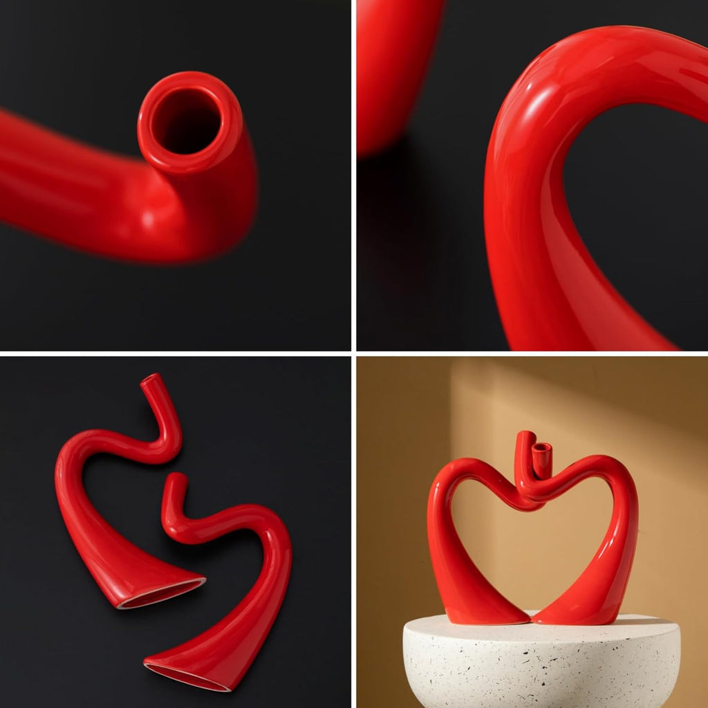 Modern Red Decorative Vase — 11.8" - View 9