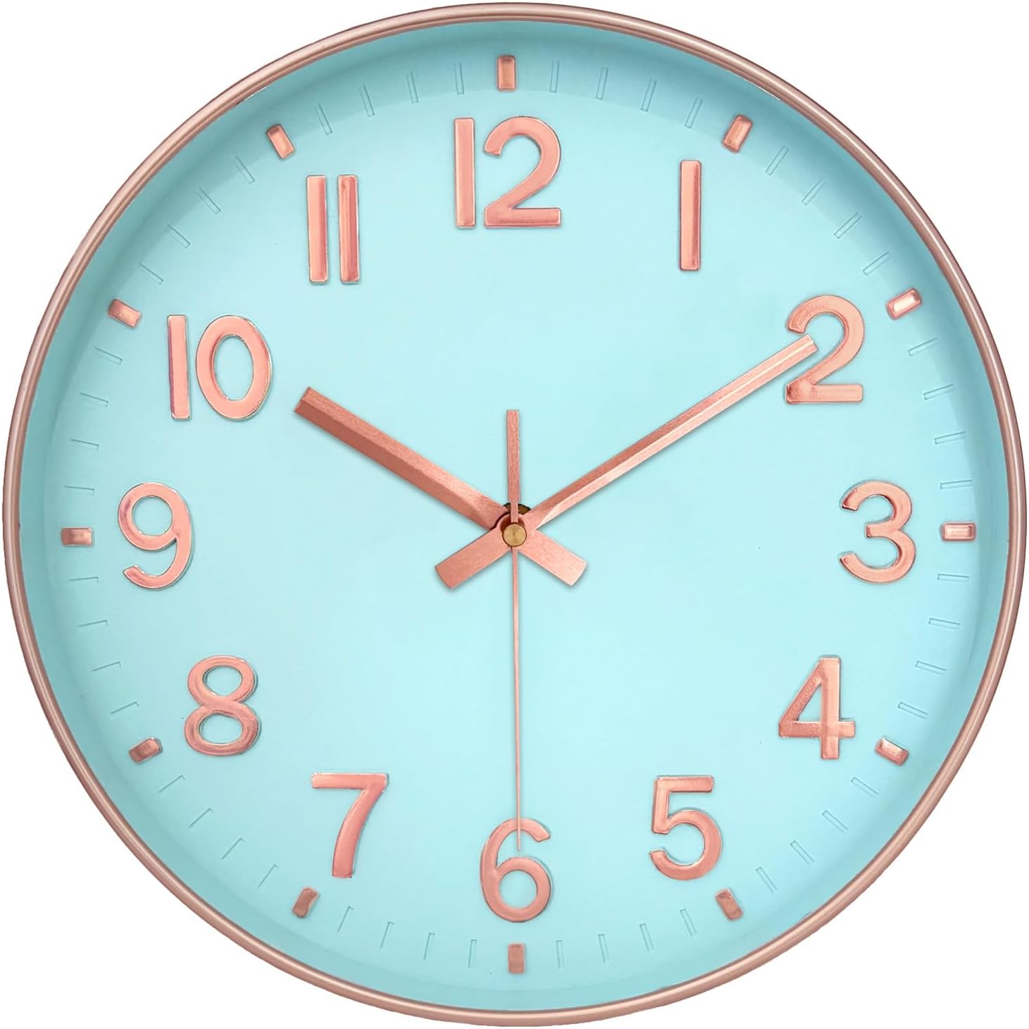Battery Operated Black Wall Clock — 12" — Blue