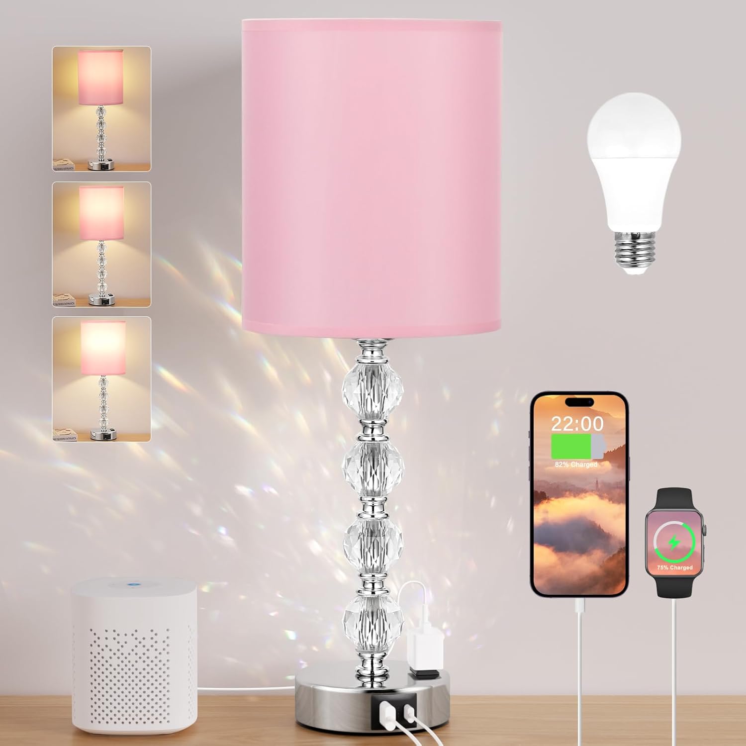 Dimmable Luxe Black Table Lamp — Pink