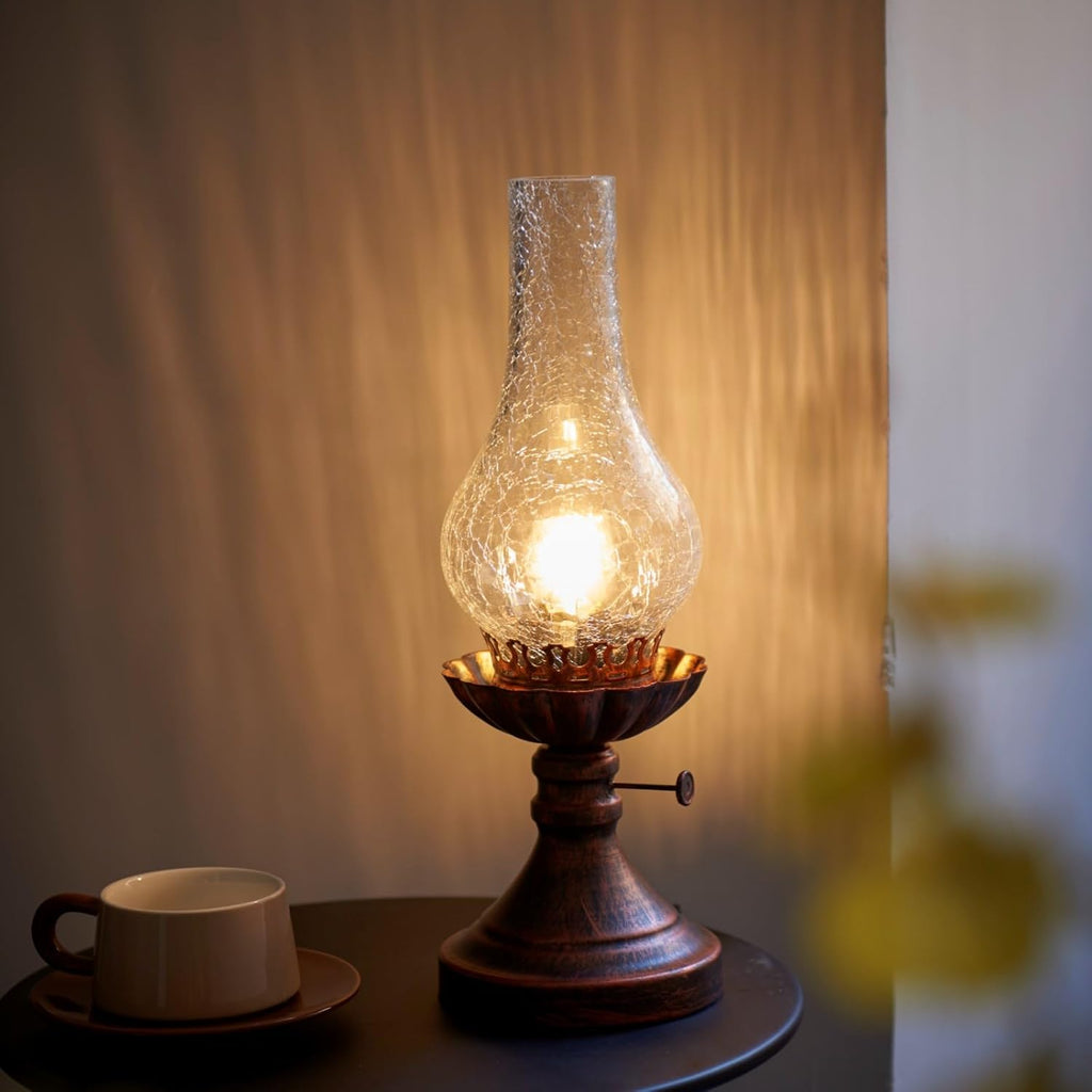 Vintage Farmhouse Orange Bedside Lamp - View 2