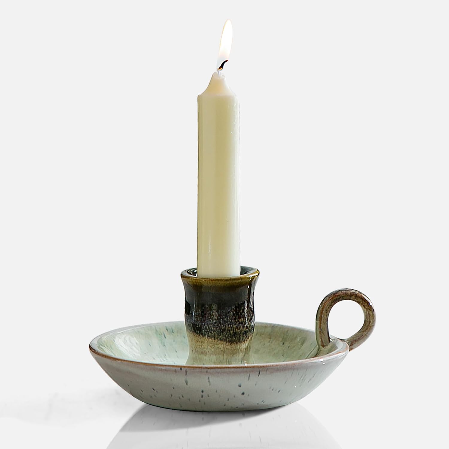 Brown Candle — C-green and White Handle Candle Holder