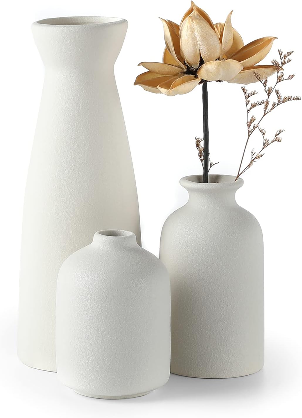 Boho Beige Flower Vase — 3set-white