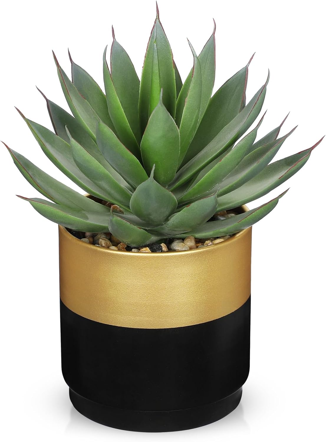 Farmhouse Black Faux Plant — Aloe-gold Black Metal Pot