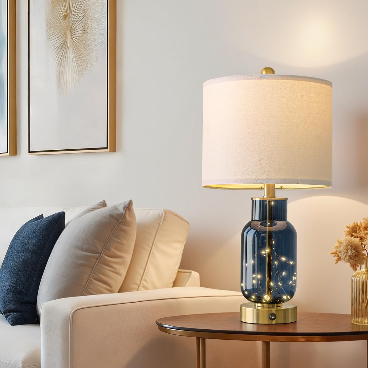 USB Modern Blue Bedside Lamp — 22" - View 7