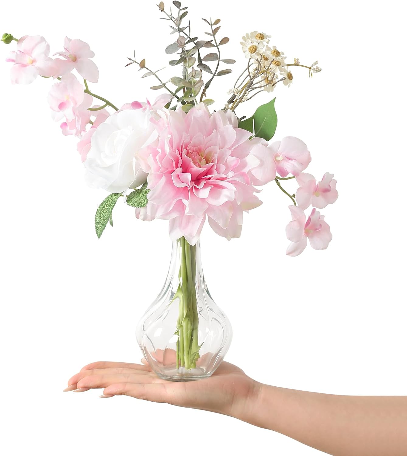 Farmhouse Blue Artificial Flowers — 11" — Light Pink
