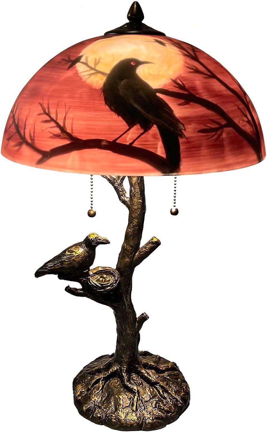 Hand-Painted Black Table Lamp — 14" — 14"D x 14"W x 22"H