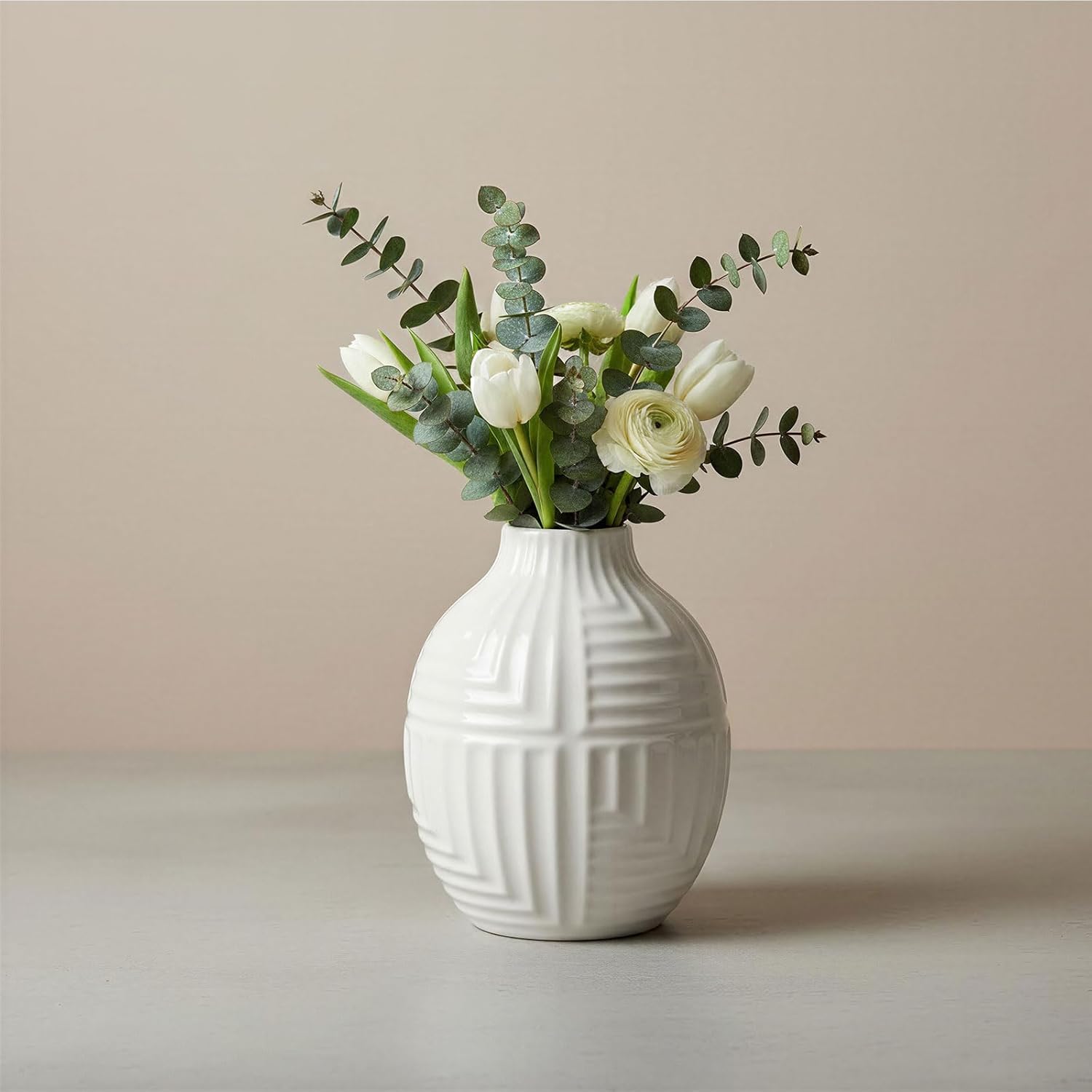 Modern Green Vase — 9.4" — White