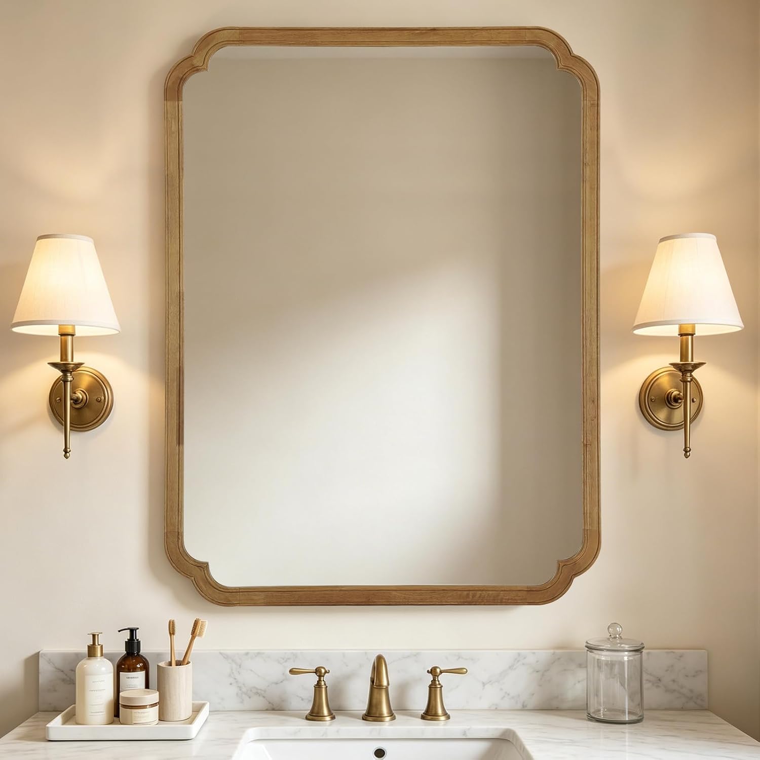 Beige Wall Mirror — 24" — 48"L x 36"W
