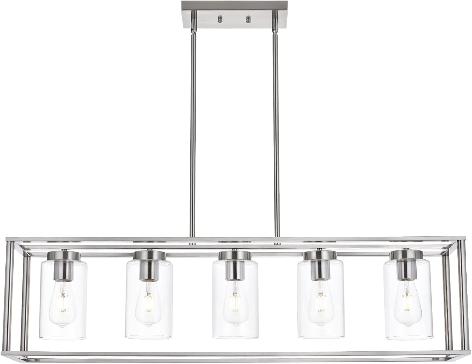 Modern Black Chandelier — 1-Light — Brushed Nickel