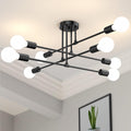 Mid-Century Black Chandelier — 6-Light — Matte Black