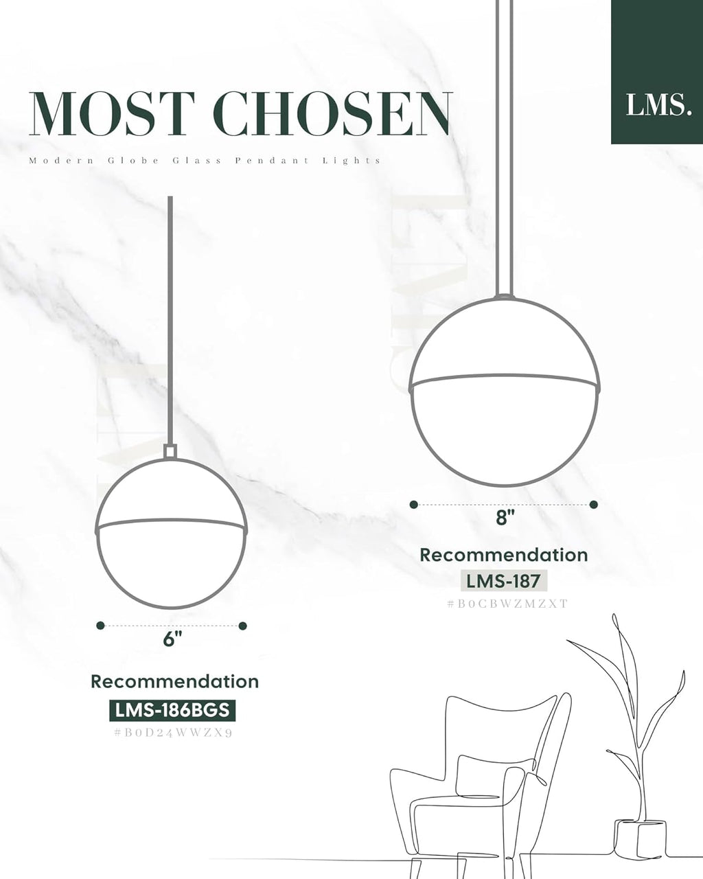 Adjustable Luxe Black Pendant Light — 6" - View 6