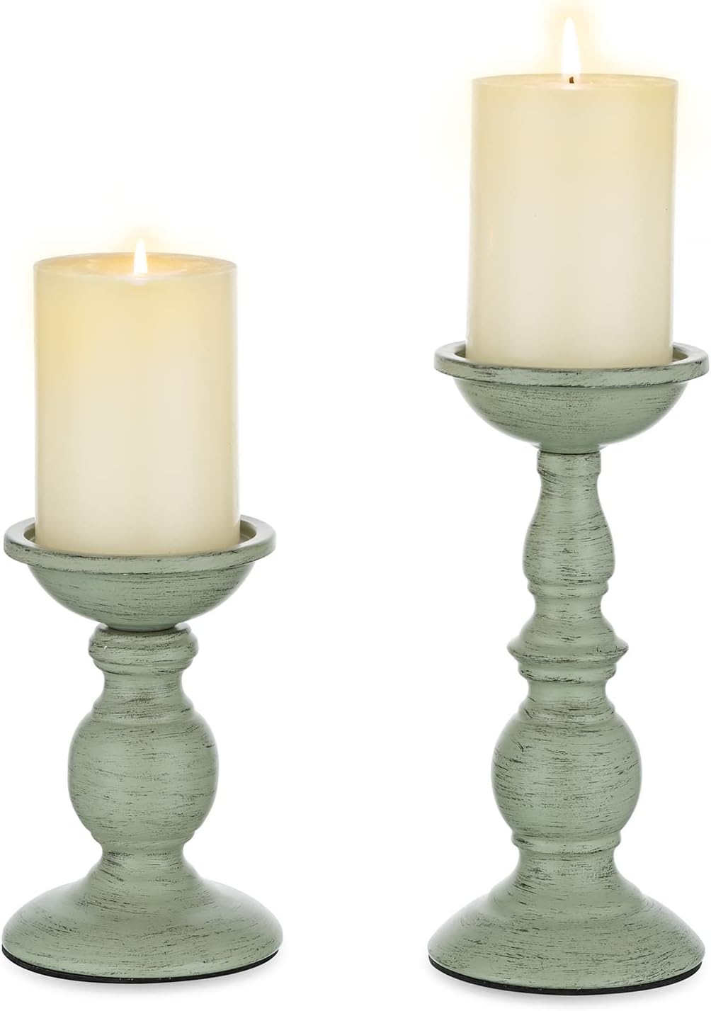 Vintage Mid-Century Black Pillar Candle — 2pcs/set