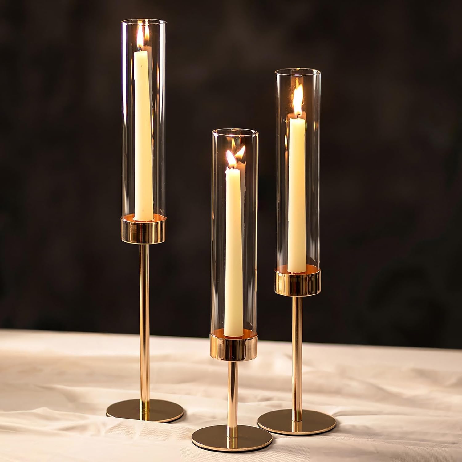 Luxe Gold Candle — Set of 3 — Clear