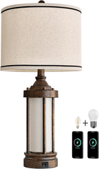 USB Farmhouse Black Table Lamp — 25" - View 9