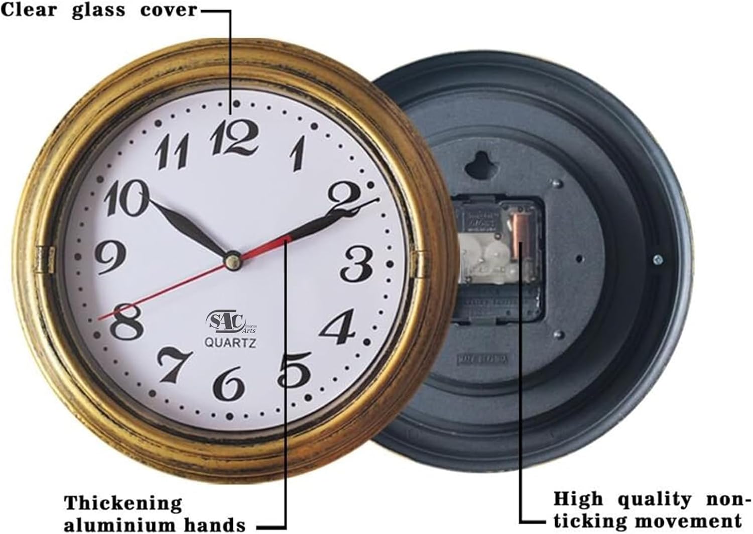 Vintage Farmhouse Brown Wall Clock — 8" - View 2