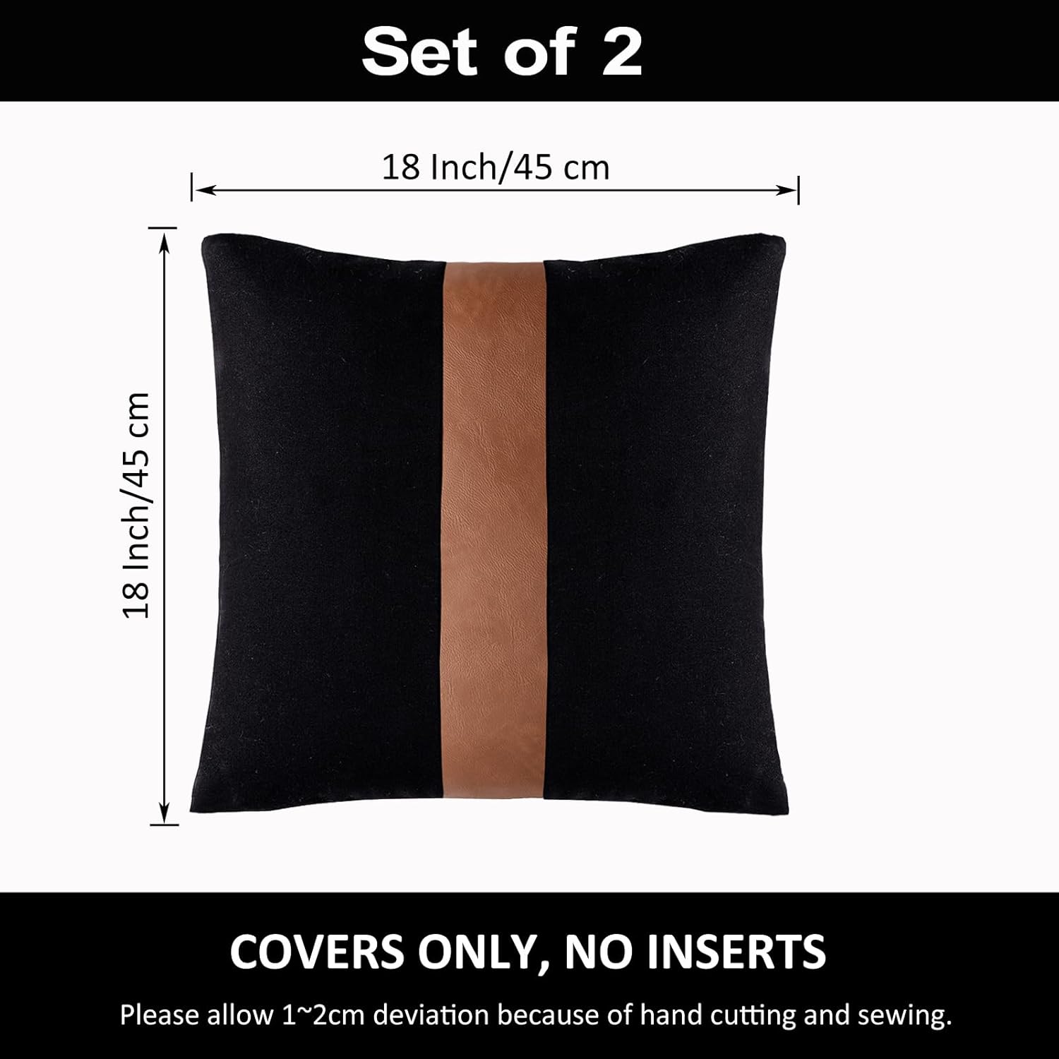 Boho Black Throw Pillow Cover — 18" - View 4