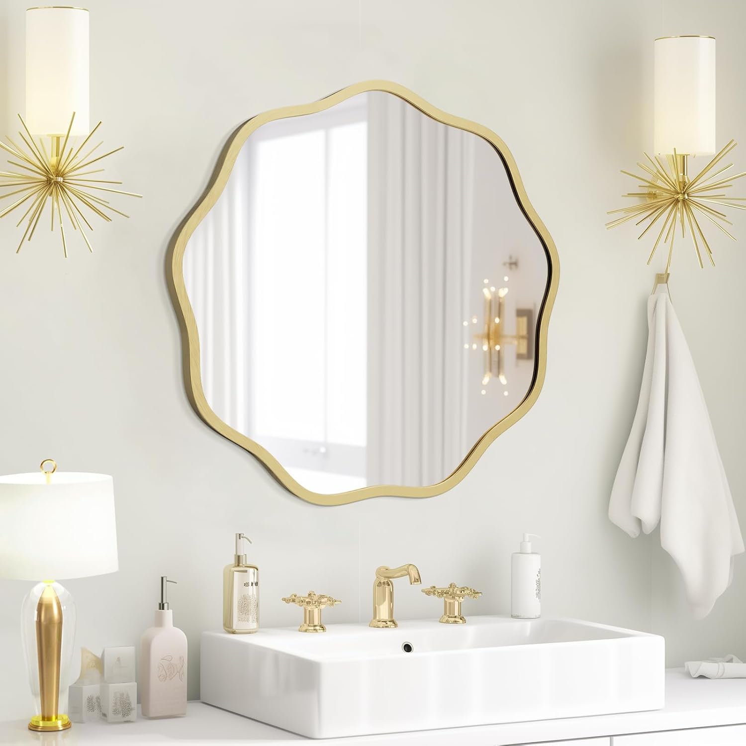 Luxe Black Round Mirror — 24" — Gold