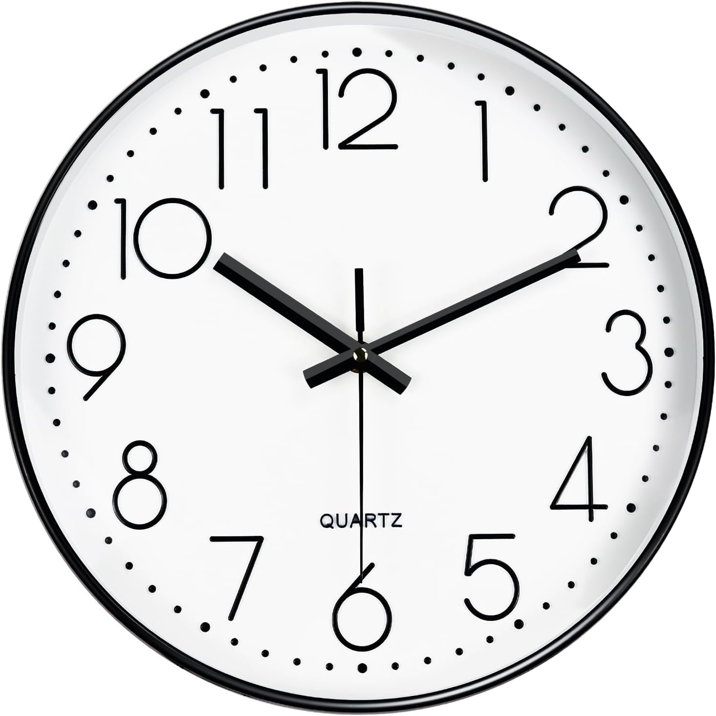 Battery Operated Modern Blue Wall Clock — 12" — White
