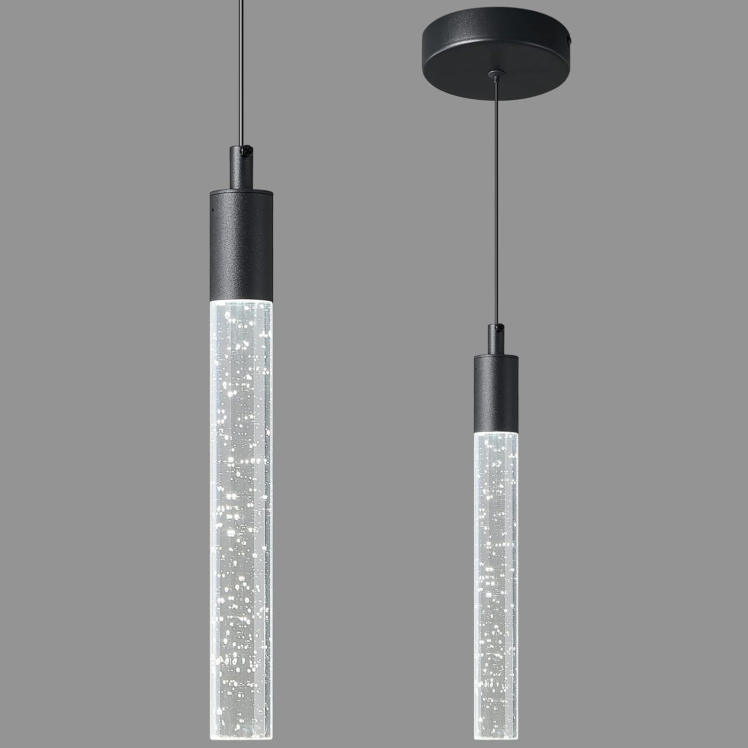 Dimmable Luxe Black Pendant Light — 2-Light — Black
