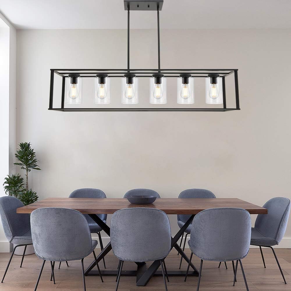 Farmhouse Black Chandelier — 6-Light - View 7