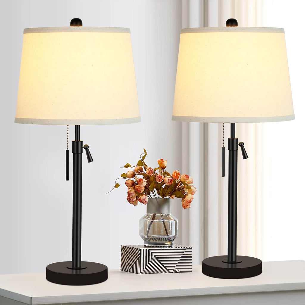 Dimmable Modern Beige Nightstand Lamp — Set of 2 - View 4