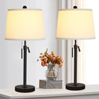 Dimmable Modern Beige Nightstand Lamp — Set of 2 - View 4