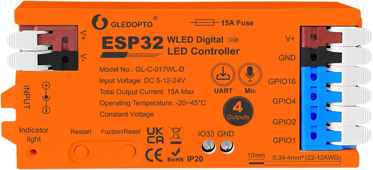 USB Black LED Strip Light — Orange