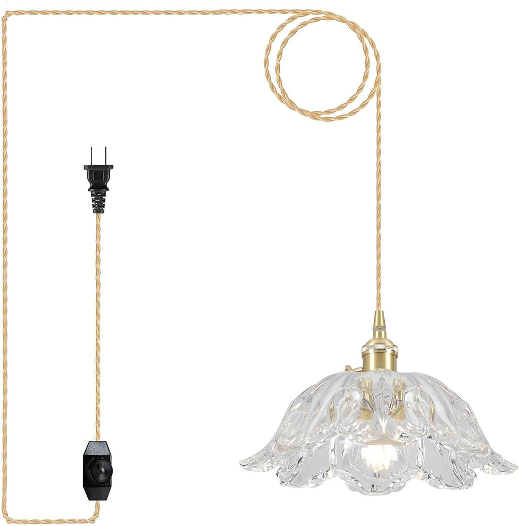 Blue Pendant Light — 11" — Flowers Transparent