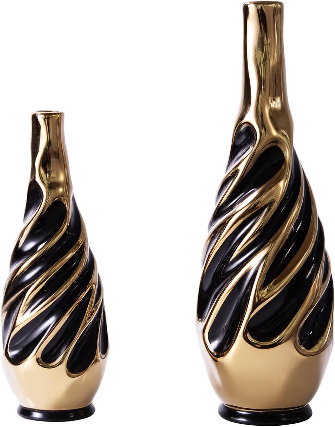 Boho Black Vase Set — Set of 2 — Black With Gold