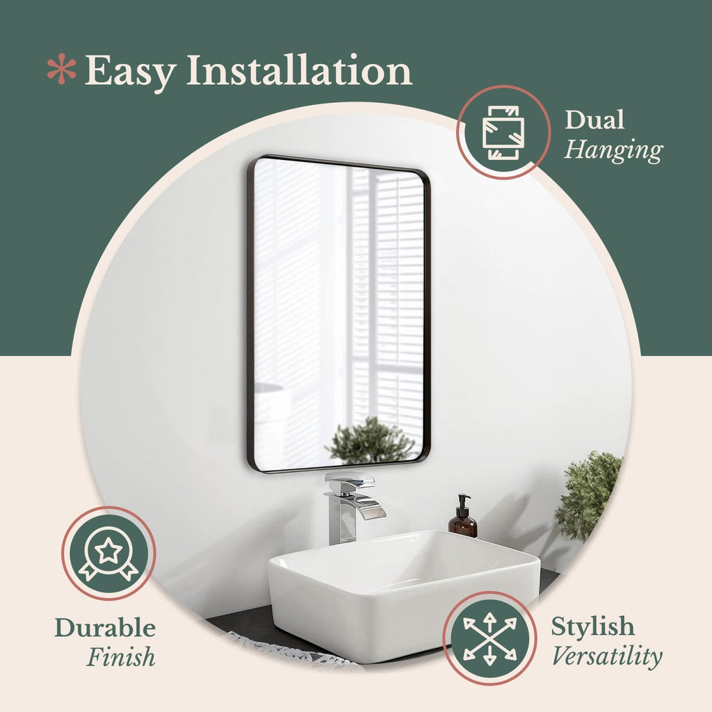 Rectangular Black Wall Mirror — 2" - View 5