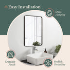 Rectangular Black Wall Mirror — 2" - View 5