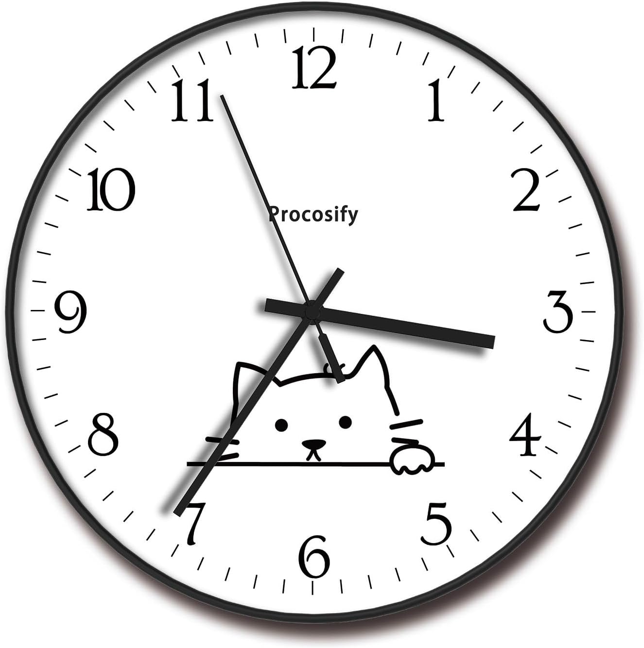 Battery Operated Purple Wall Clock — 8" — 2126-white Cat