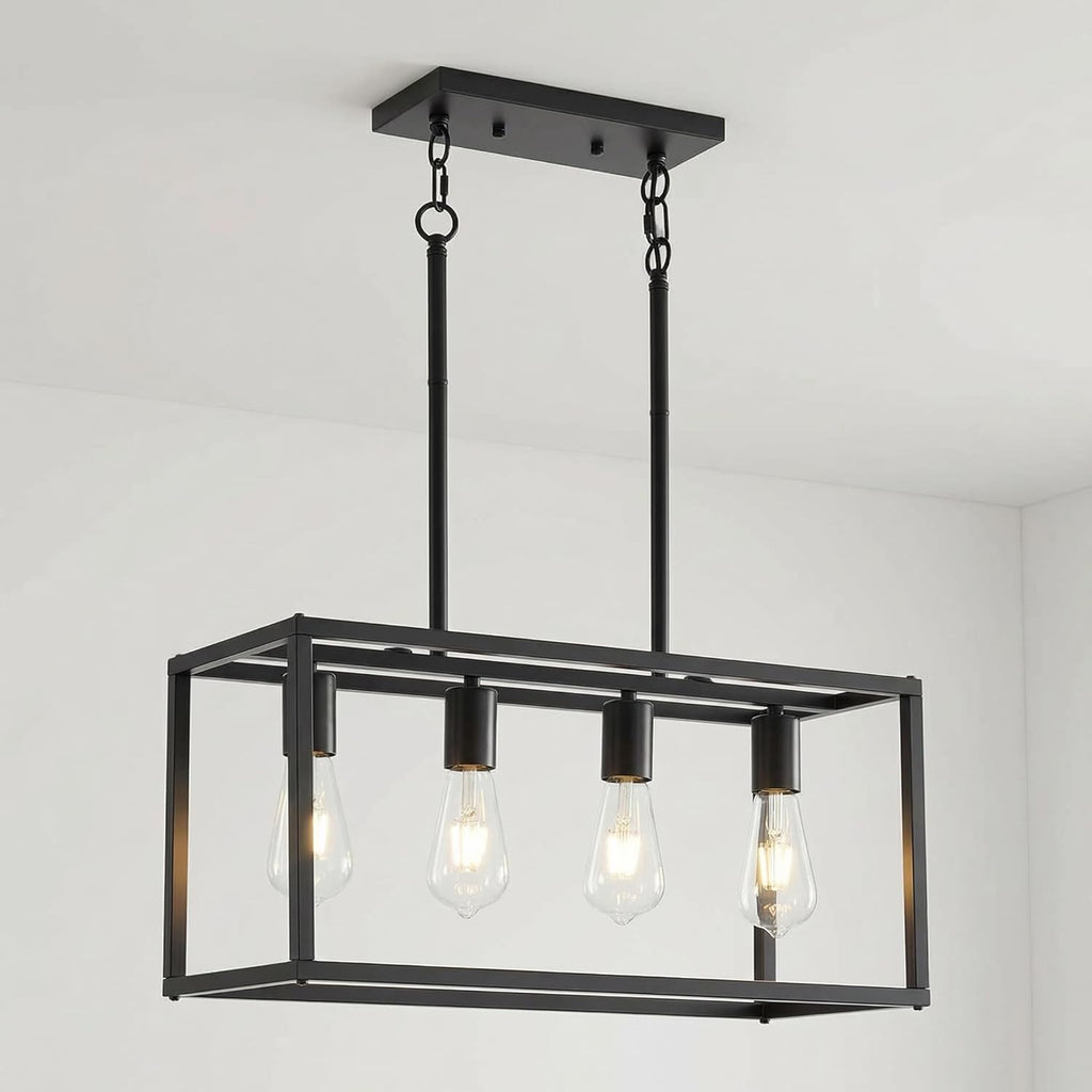 Adjustable Farmhouse Black Chandelier — 4-Light - View 2