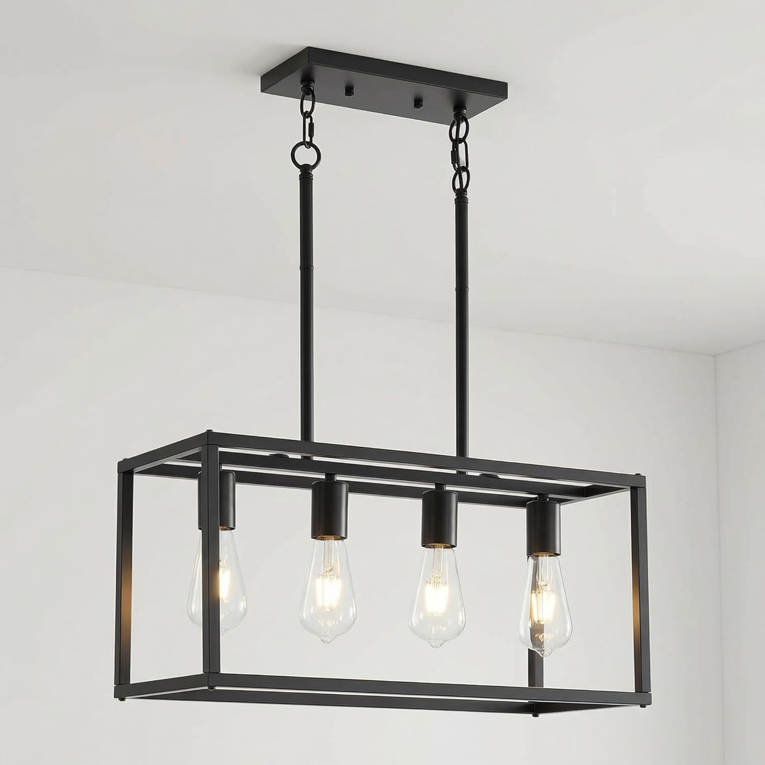 Adjustable Farmhouse Black Chandelier — 4-Light - View 2